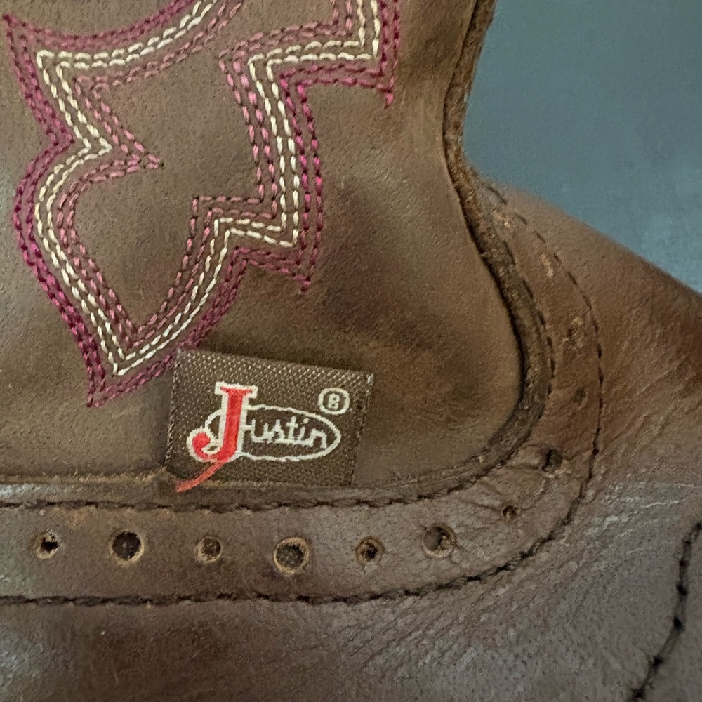 Justin Gypsy Boots Women Size 7B Brown Leather Pull On Western L9903 Round Toe - Picture 6 of 8